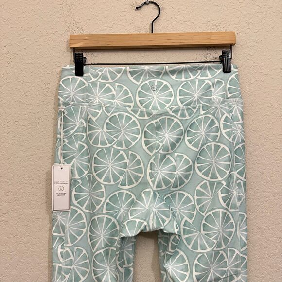 NWT GILLY HICKS Lemon Print Go Recharge High Rise 7/8 Leggings Green Blue - Picture 6 of 15
